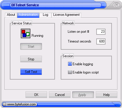 BFTelnet -Telnet Server Screenshot